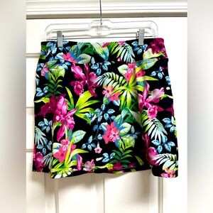 Tommy Bahama 🆕 Racquet and Paddle Womens Large Black Floral Tropical Skirt Skort